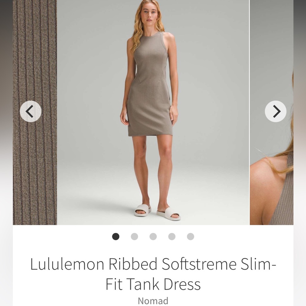 Lululemon Ribbed Softstreme Slim-Fit Tank Dress Nomad size 8